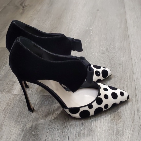 Sergio Rossi Polka Dot Velvet Shoes 8.5 - Picture 3 of 7